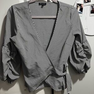 Stripped wrap blouse